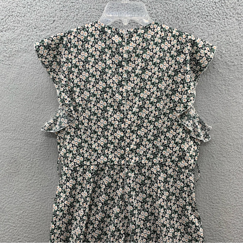 AX Paris Women Ditsy Floral V-Beck Ruffle Jumpsuit Romper Green White Size 10 - Picture 9 of 10